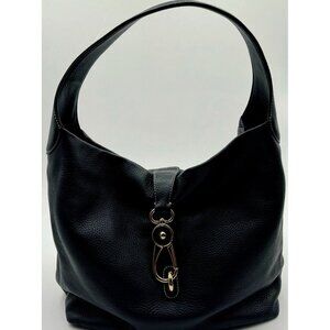 Dooney&Bourke dark blue belvedere reversible logo lock pebbled leather hobo bag